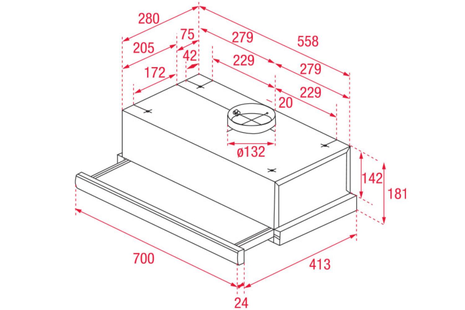 Máy hút mùi âm tủ Teka EASY TL 7310 INOX | 70cm