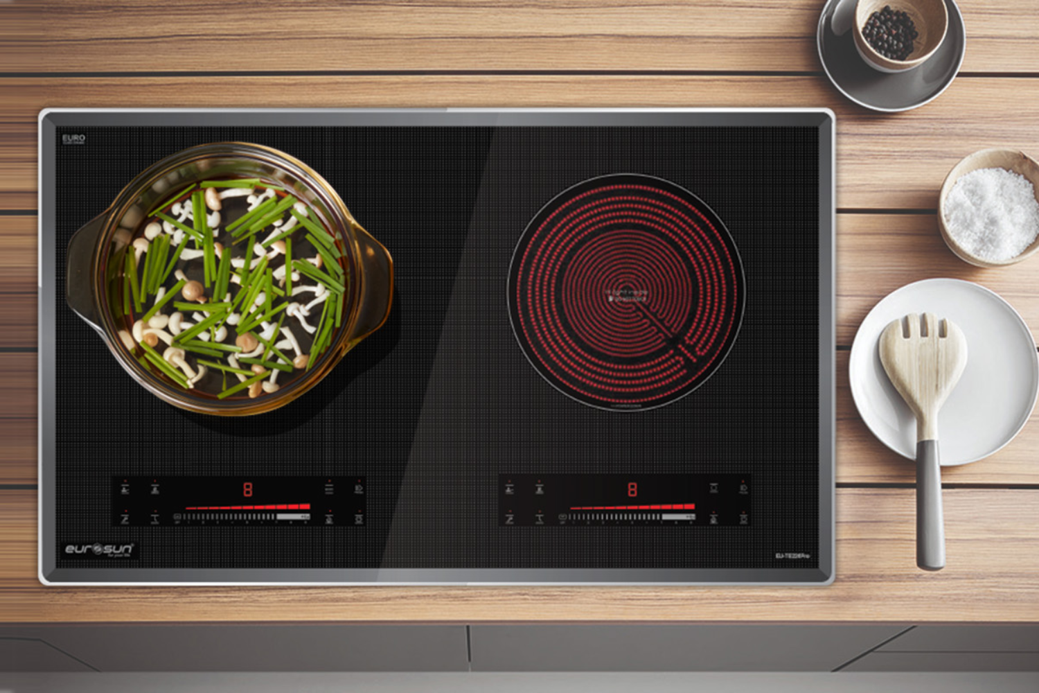 Bếp Điện Từ Kết Hợp Hồng Ngoại Eurosun EU-TE226Pro | Lắp Âm 2 Vùng Nấu