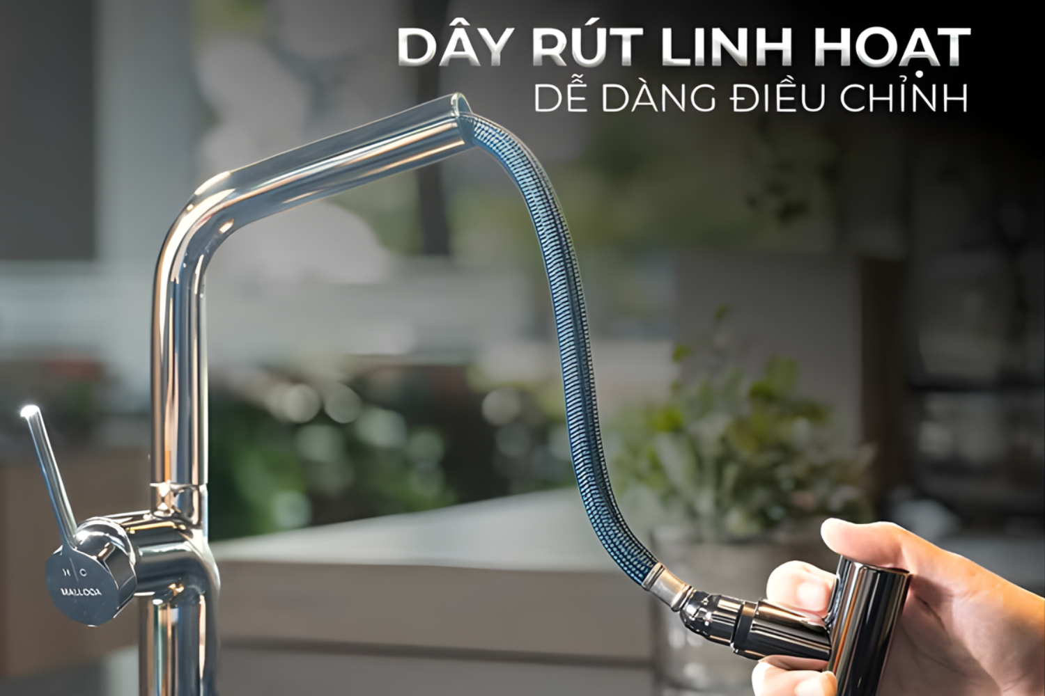 Vòi Rửa Bát Nóng Lạnh Dây Rút Malloca K2206-CR | Đồng Thau Mạ Chrome