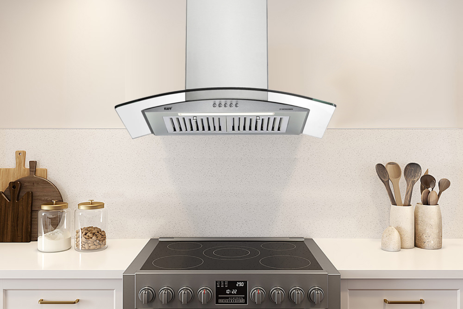 Máy Hút Mùi Áp Tường Kính Cong Kaff KF-GB983N | 90cm