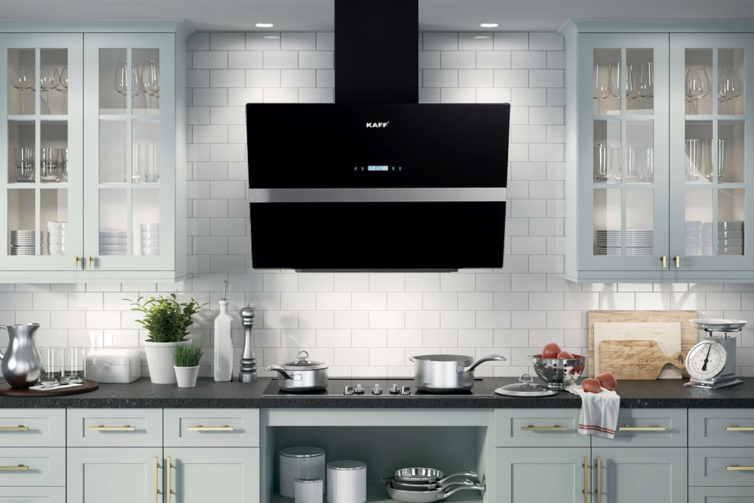 Máy Hút Mùi Áp Tường Kính Vát Kaff KF-LUX-AT90FH-BK | 90cm