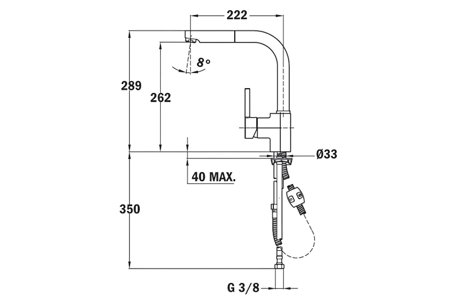 Vòi Rửa Bát Dây Rút Nóng Lạnh ARK 938 239381210