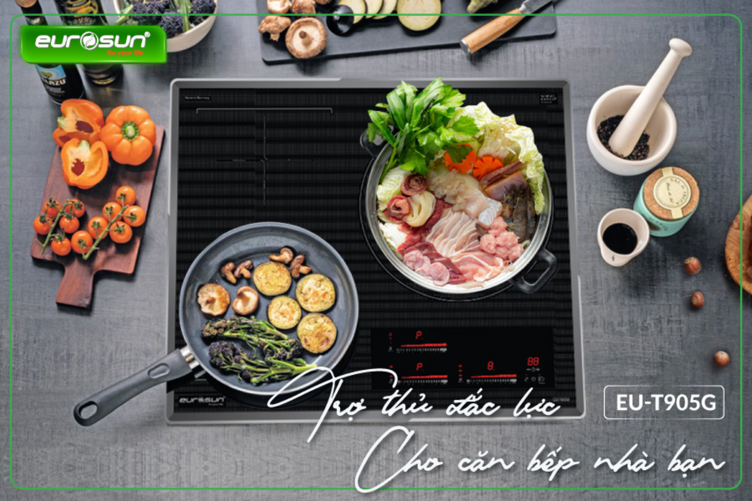 Bếp Từ Eurosun EU-T905G | Lắp Âm 3 Vùng Nấu