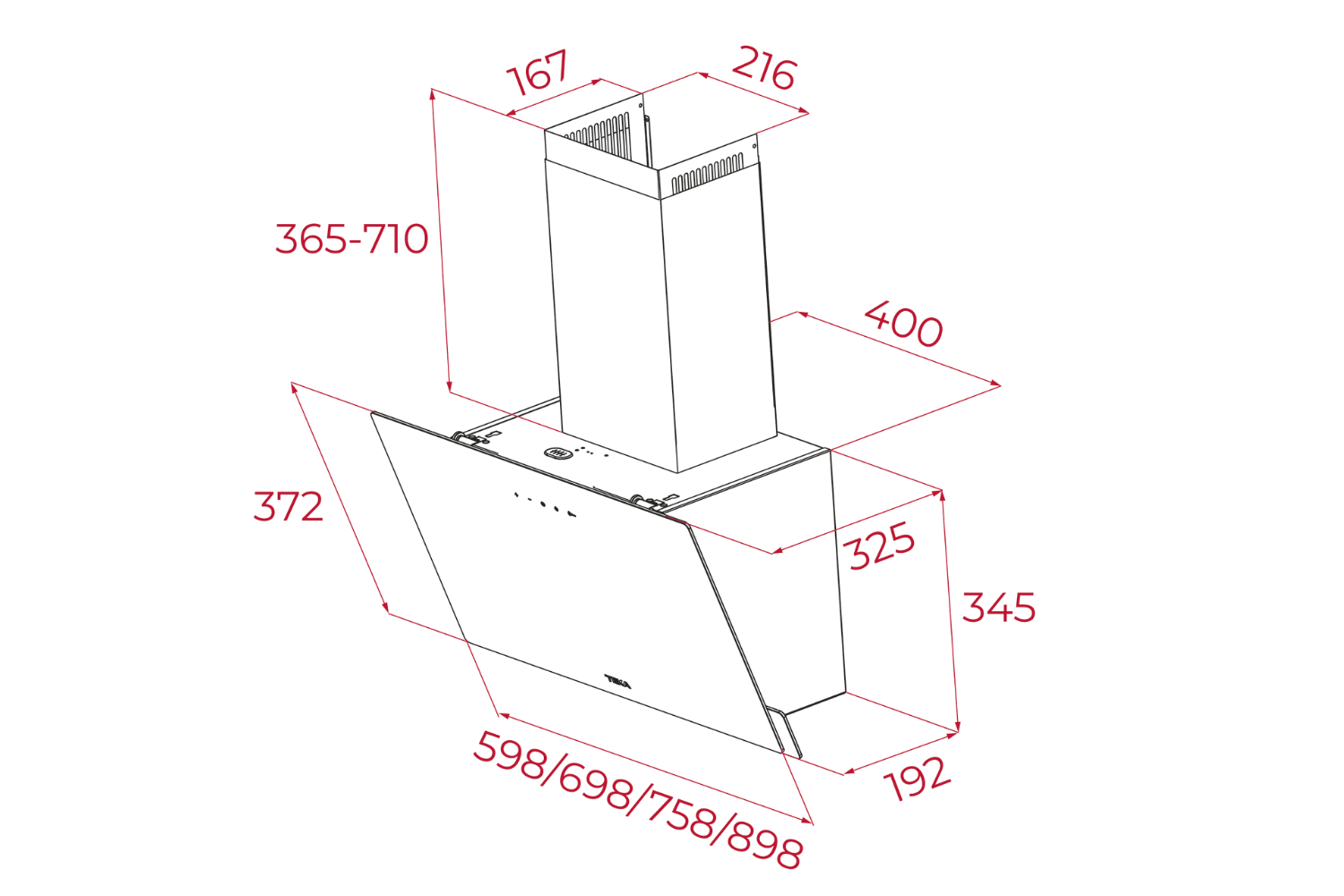 Máy hút mùi vát nghiêng Teka EASY DVN 97050 TTC BK | 90cm