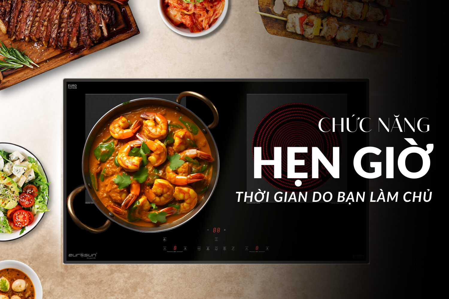 Bếp Điện Từ Kết Hợp Hồng Ngoại Eurosun EU-TE259Pro | Lắp Âm 2 Vùng Nấu