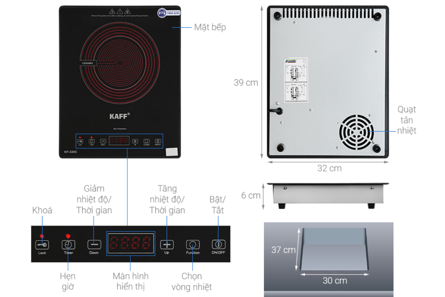 Bếp Điện Đơn Domino KAFF KF-330C | 01 Vùng Nấu Hồng Ngoại