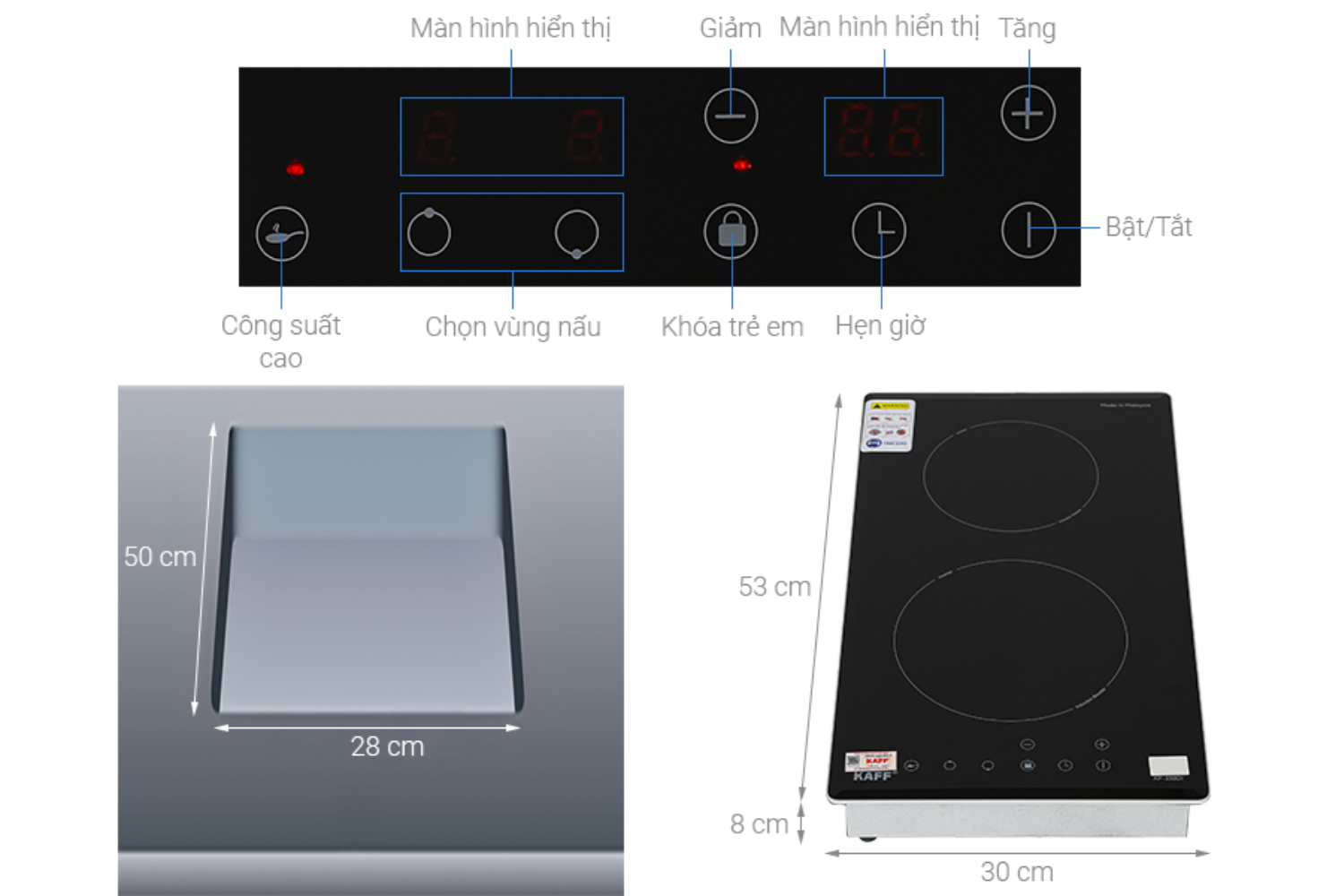 Bếp Từ Đôi Domino KAFF KF-330DI | Lắp Âm 02 Vùng Nấu