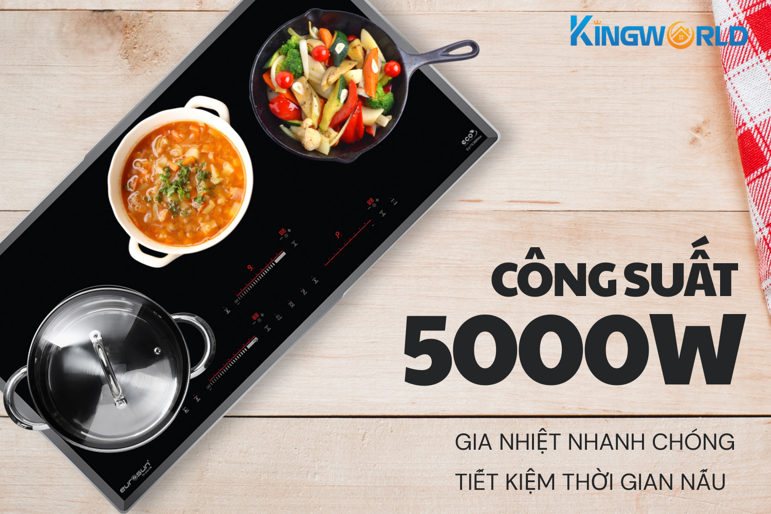 Bếp Điện Từ Kết Hợp Hồng Ngoại Eurosun EU-TE388Max | Lắp Âm 3 Vùng Nấu