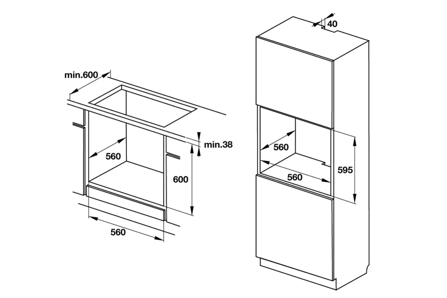 Lò Nướng Âm Tủ Hafele HO-KT60C (534.05.571) | Dung Tích 65 Lít