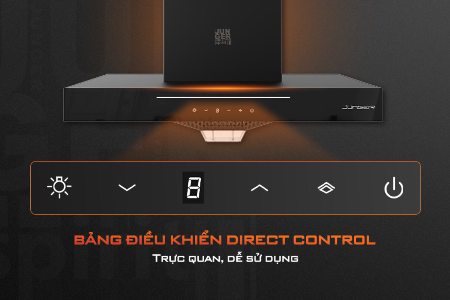 Máy hút mùi áp tường/âm tủ Junger HRJ-701 Đen | 70cm