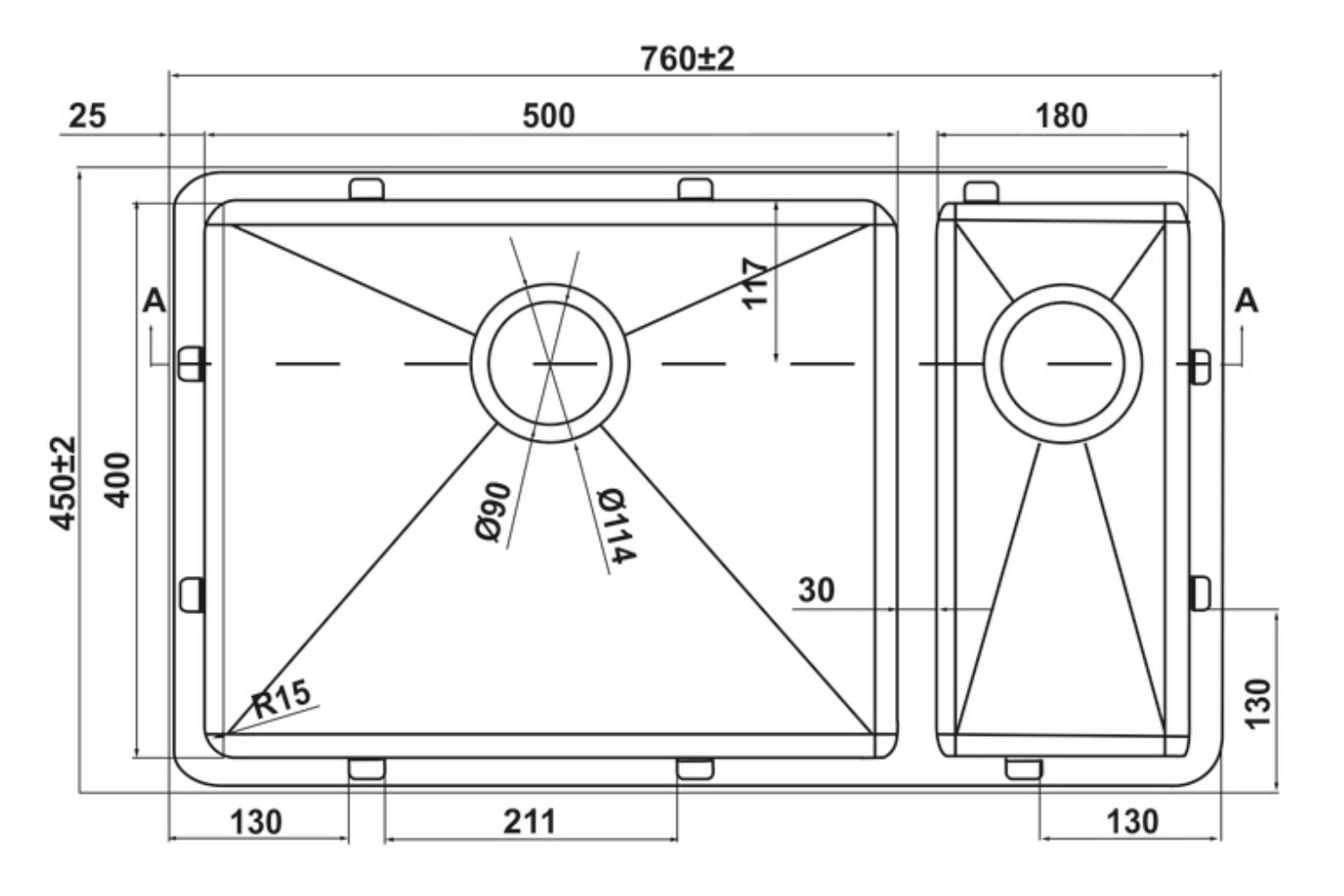 Chậu Rửa Bát 2 hố Inox 304 Hafele HS21-SSN2S80P 567.94.080