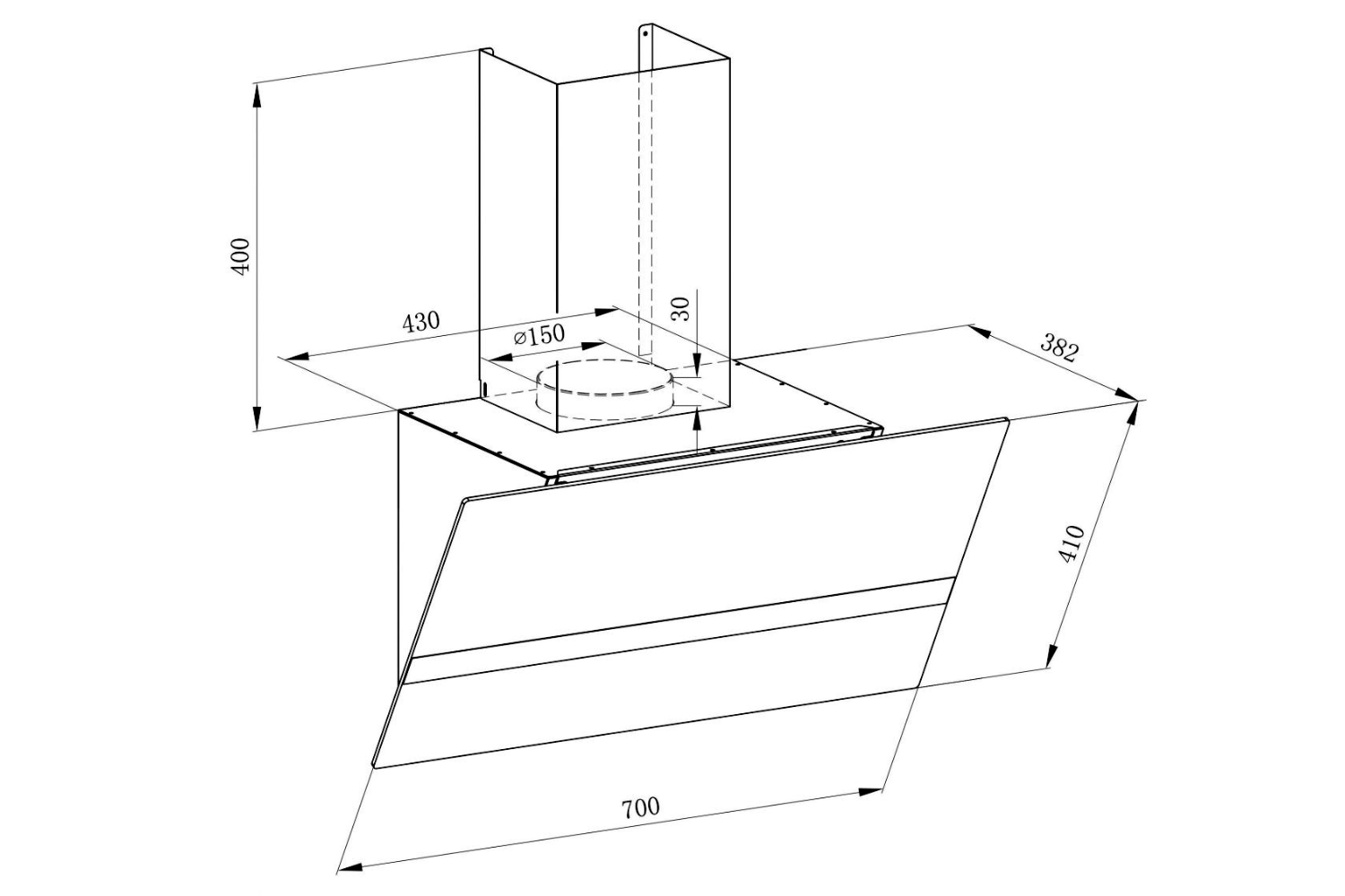 Máy Hút Mùi Áp Tường Kính Vát Kaff KF-LUX-AT90FH-BK | 90cm
