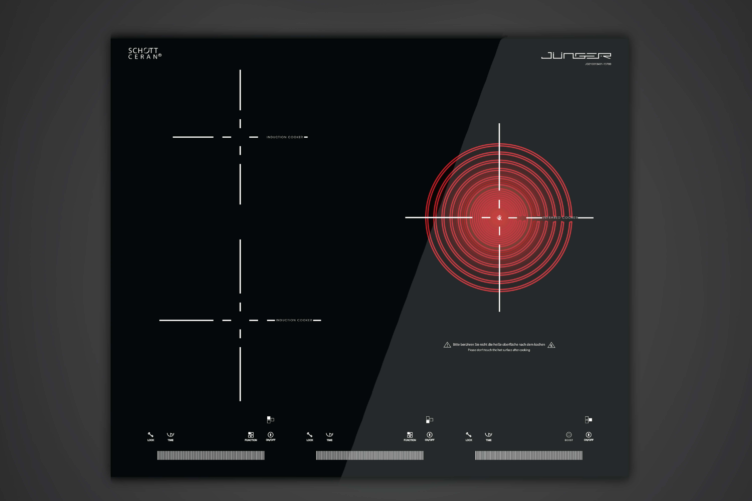 Bếp Điện Từ Kết Hợp Hồng Ngoại Junger CEJ-300-IIF | Lắp Âm 3 Vùng Nấu