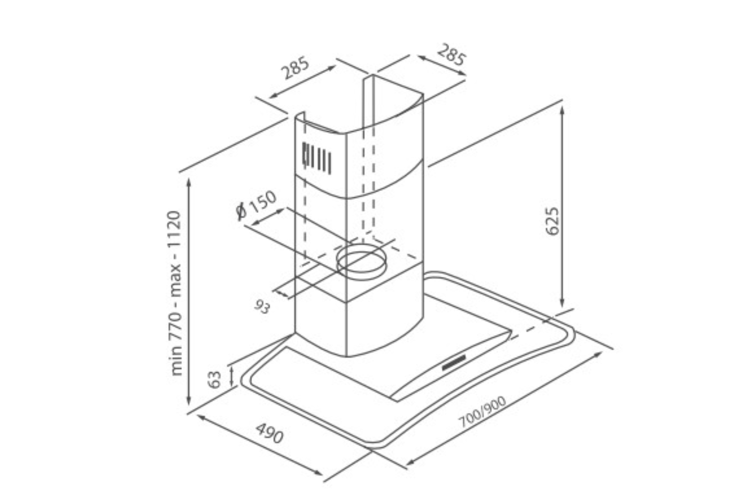 Máy hút mùi kính cong Canzy CZ A39