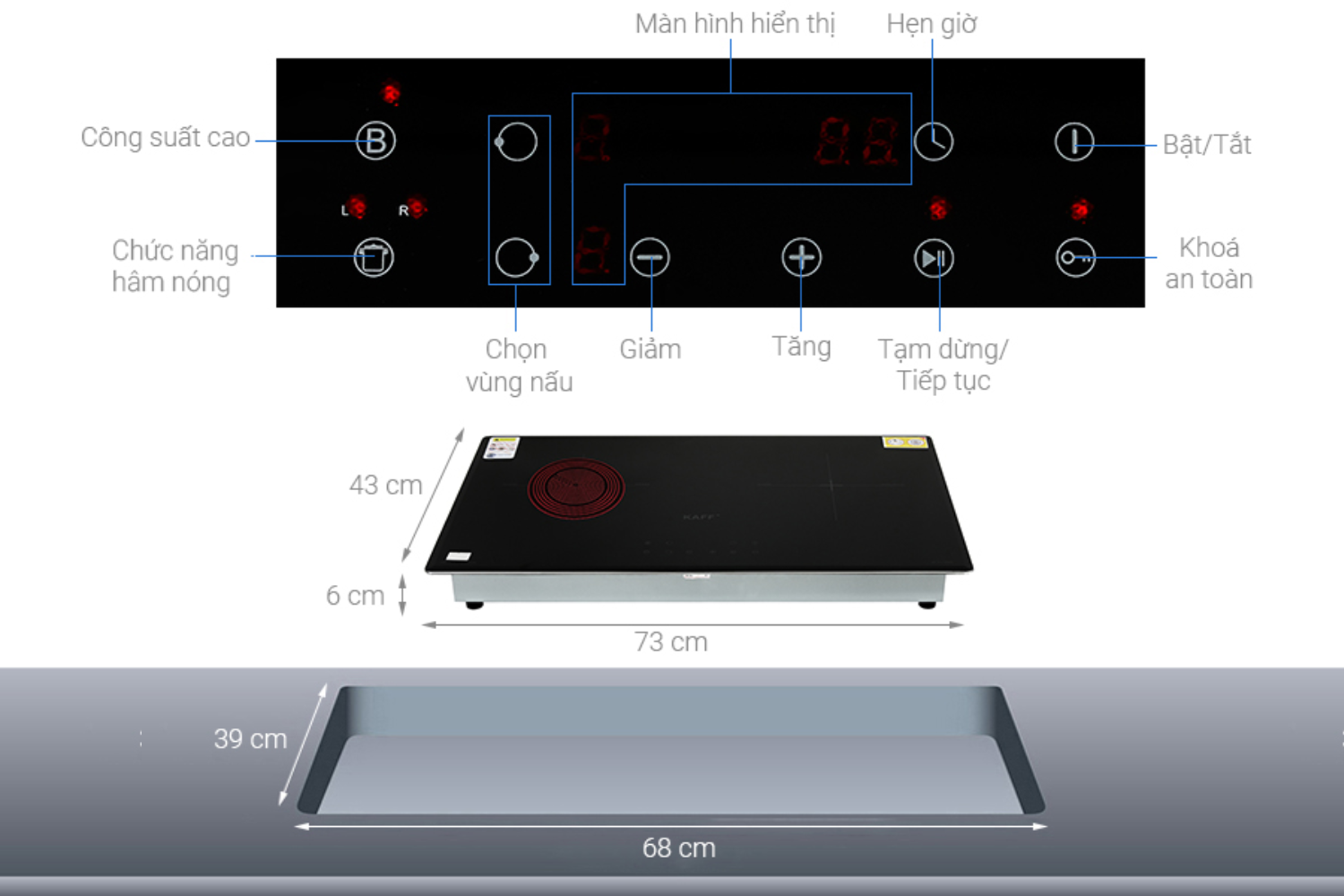 Bếp Điện Từ Âm KAFF KF-FL105IC | 01 Từ - 01 Hồng Ngoại