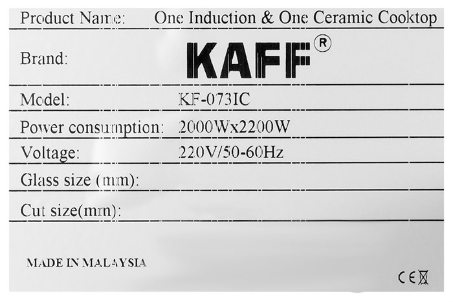 Bếp Điện Từ Âm KAFF KF-073IC | 01 Từ - 01 Hồng Ngoại