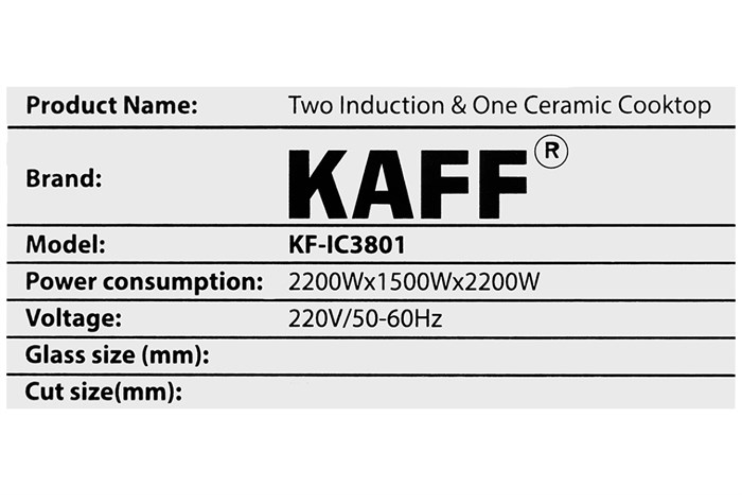 Bếp Từ Hồng Ngoại Âm KAFF KF-IC3801 | 02 Từ - 01 Điện