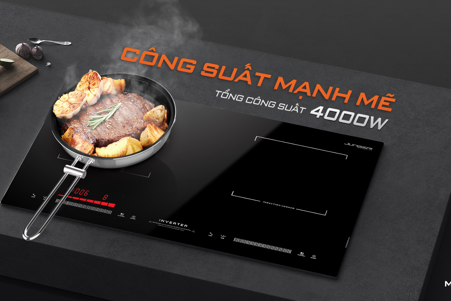Bếp Từ Đôi Junger MK-22 | Lắp Âm/Dương 2 Vùng Nấu