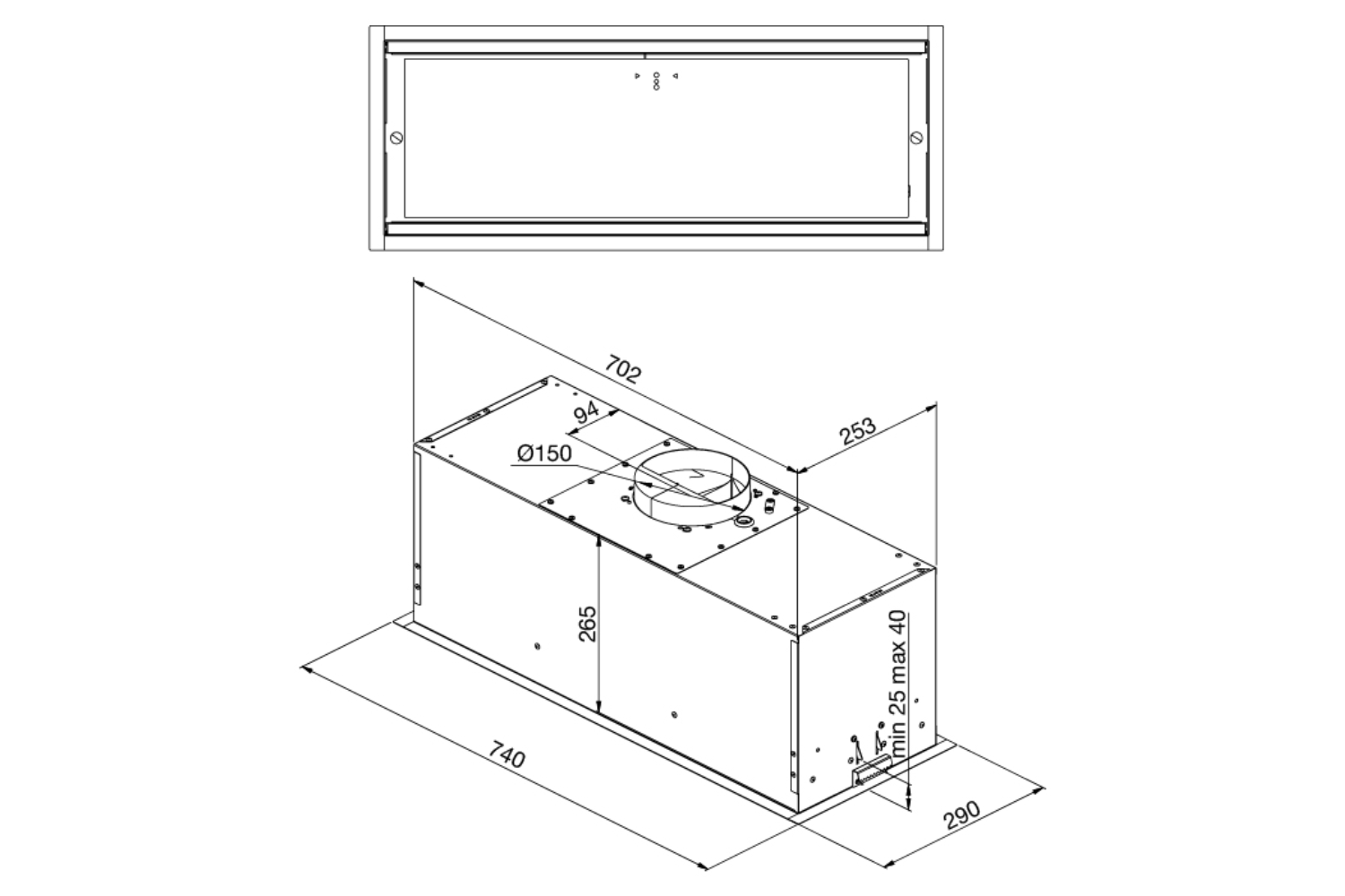 Máy Hút Mùi Âm Tủ Malloca Line Light K-750B