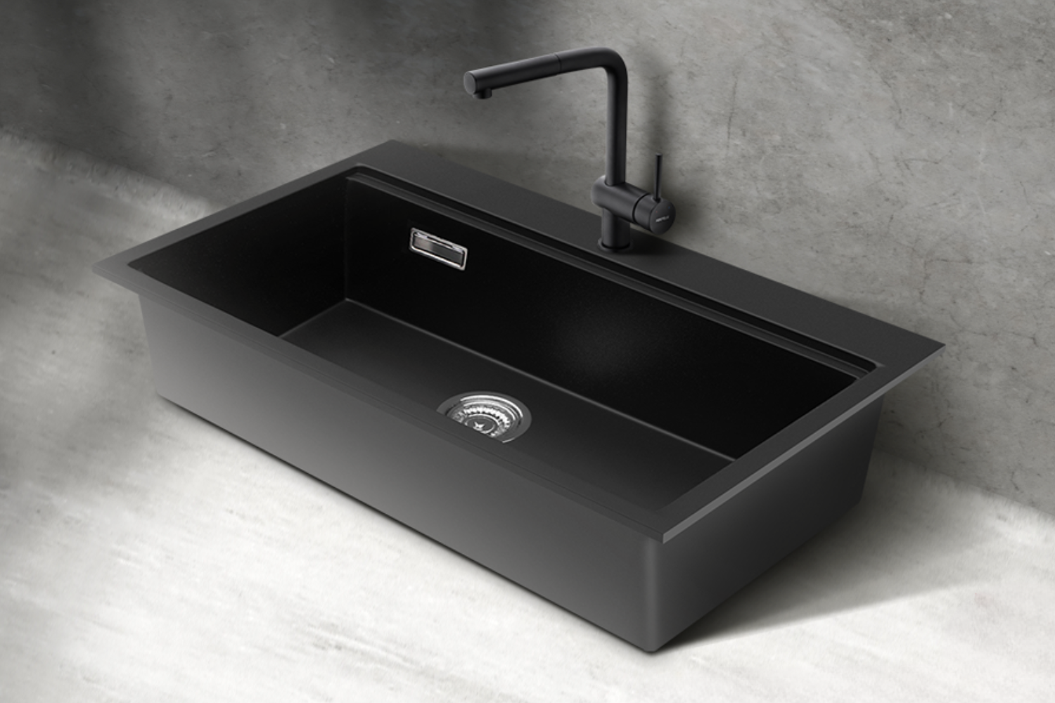 Chậu Rửa Bát 1 Hố Bằng Đá Granstone Hafele Essence HS22-GEN1S90M 577.25.330 | Màu Đen