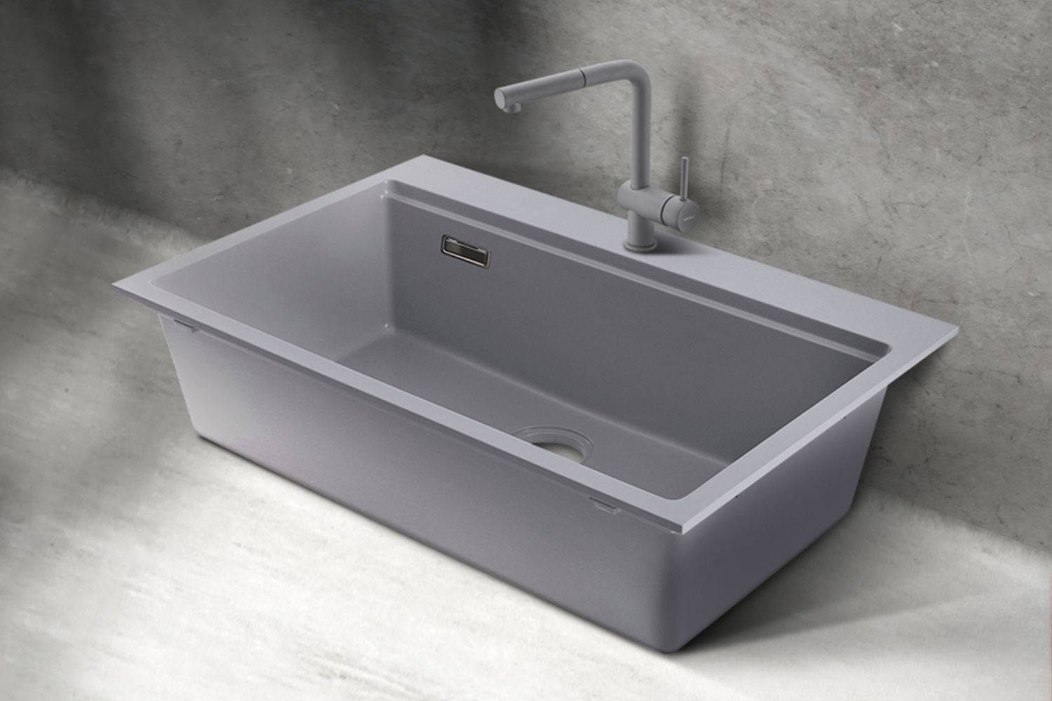 Chậu Rửa Bát 1 Hố Bằng Đá Granstone Hafele Essence HS22-GEN1S90M 577.25.530 | Màu Xám