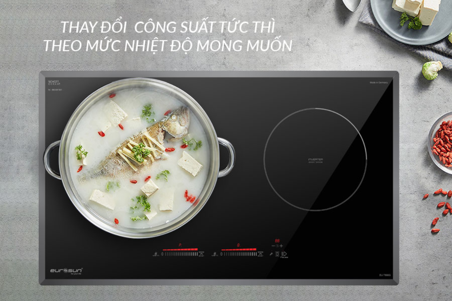 Bếp Từ Đôi Eurosun EU-T898G | Lắp Âm 2 Vùng Nấu