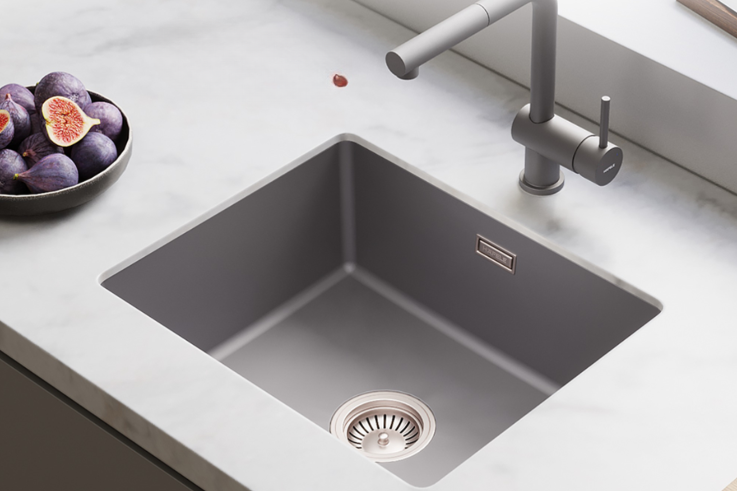 Chậu Rửa Bát 1 Hố Bằng Đá Granstone Hafele Essence HS22-GEN1S60S (577.25.500) | Màu Xám