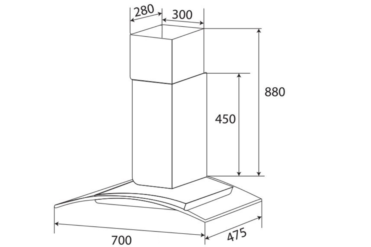 Máy Hút Mùi Áp Tường Kính Cong Kaff KF-GB705 | 70cm