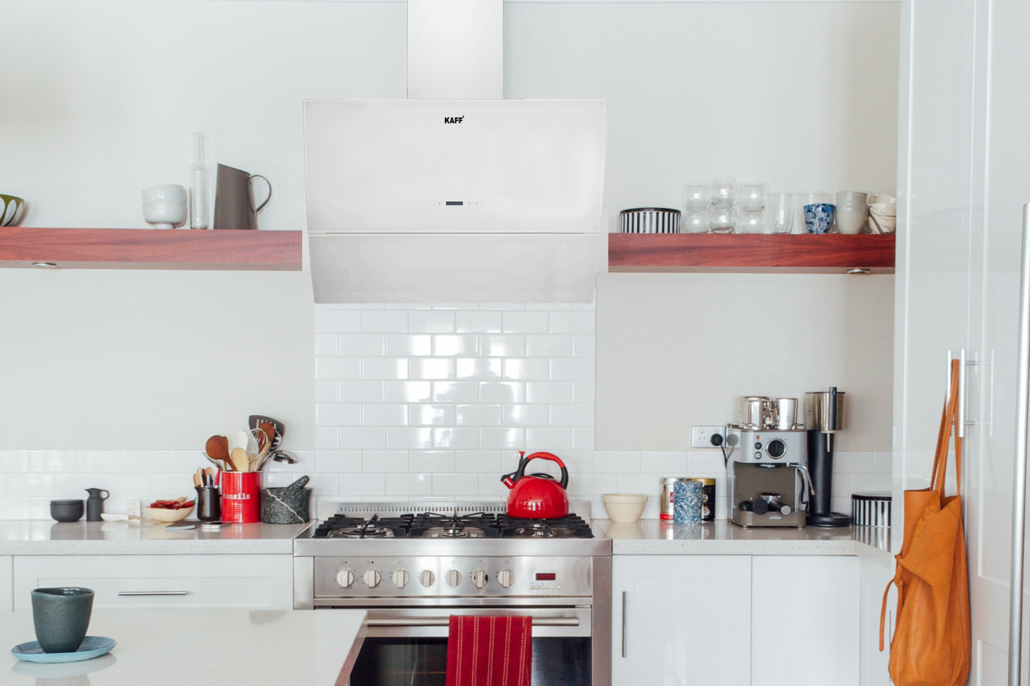 Máy Hút Mùi Áp Tường Kính Vác Cong Kaff KF-LUX-AT90H-WH | 90cm