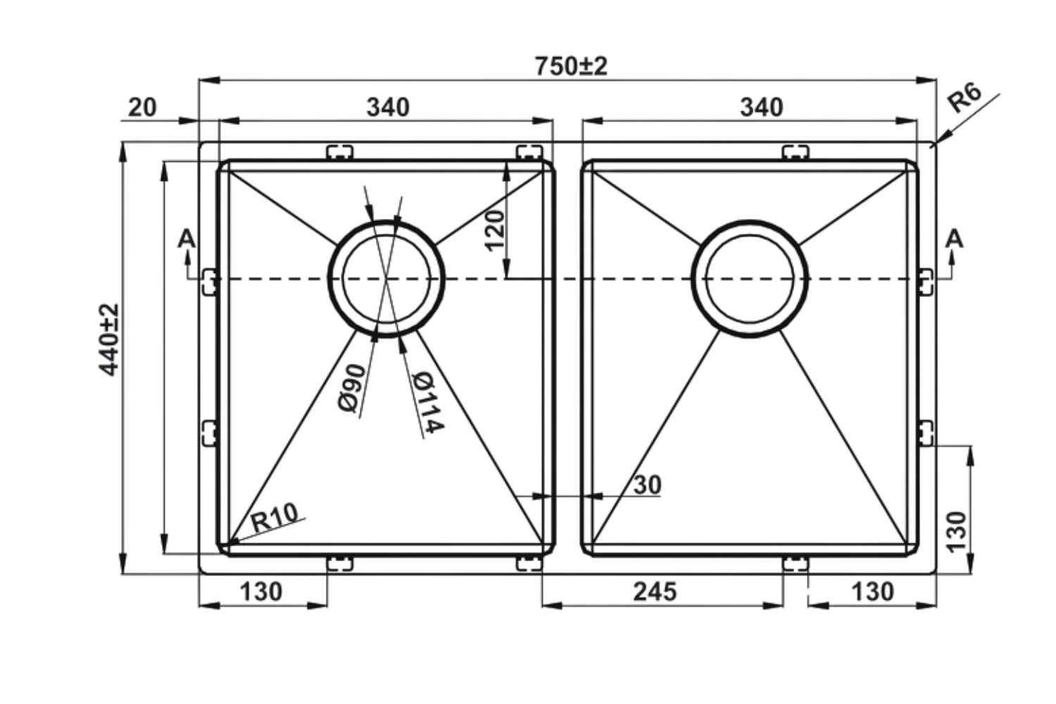 Chậu Rửa Bát 2 Hố Inox 304 Hafele HS22-SSN2S90P 567.94.000