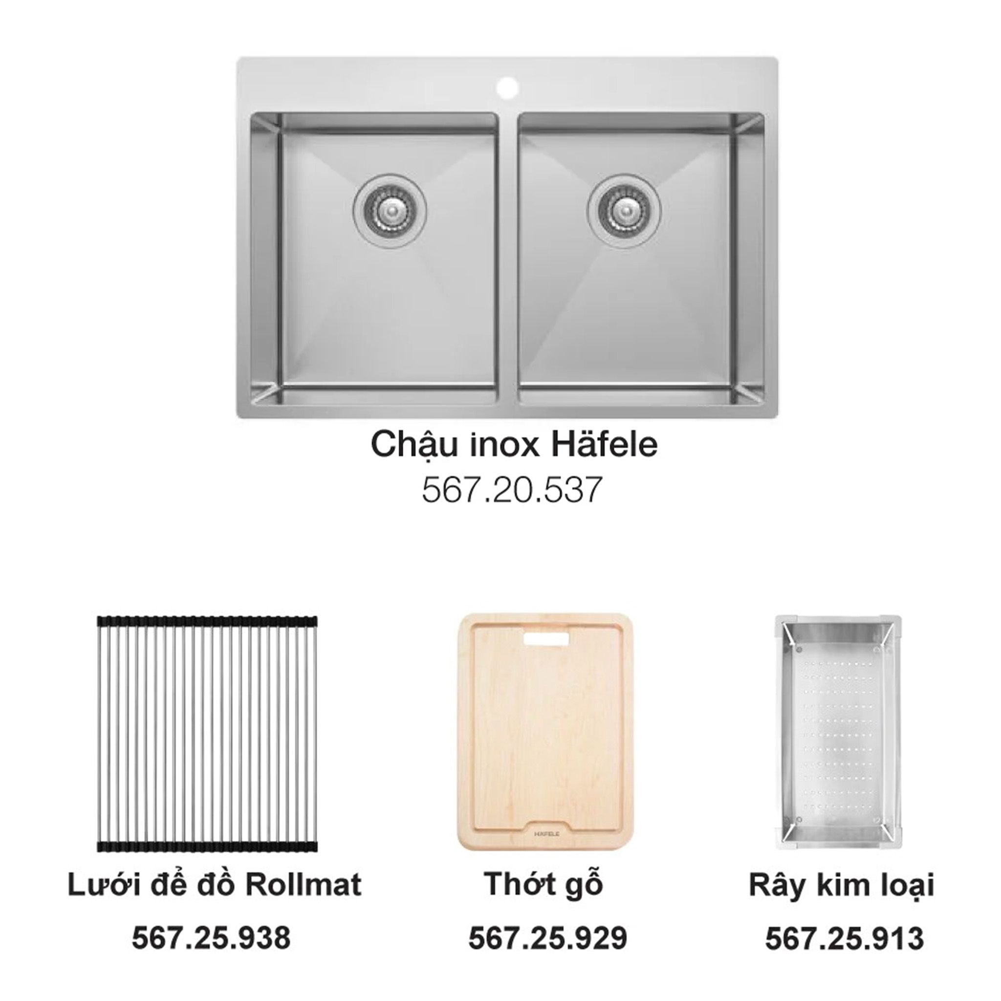 Trọn Bộ Chậu Rửa Bát Và Phụ Kiện Hafele HS20-SSN2S90 567.20.577