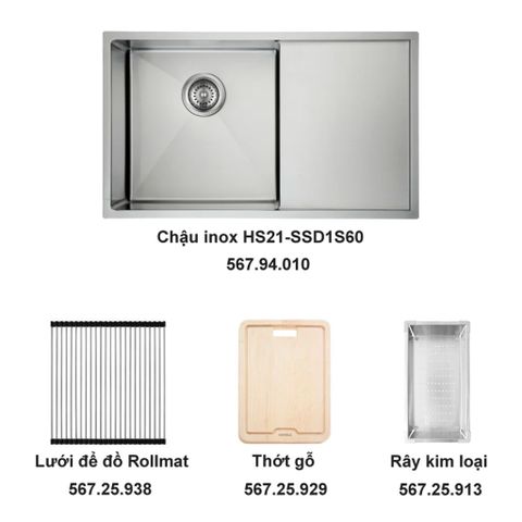Trọn Bộ Chậu Rửa Bát Và Phụ Kiện Hafele HS21-SSD1S60 567.94.019