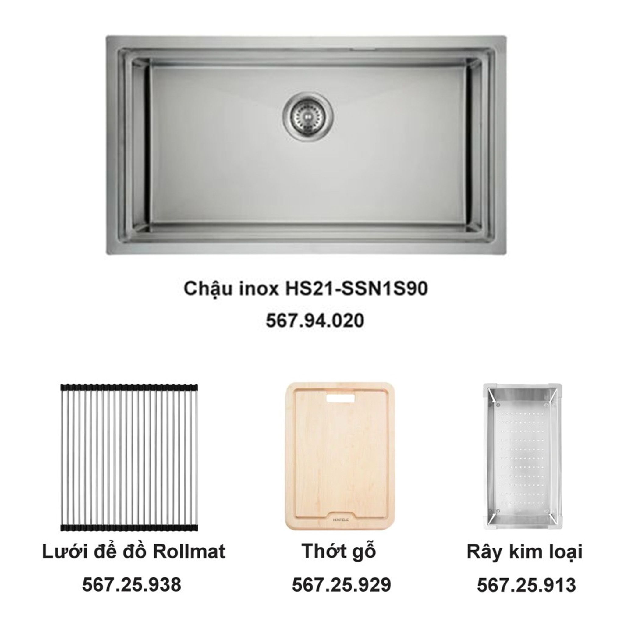 Trọn Bộ Chậu Rửa Bát Và Phụ Kiện Hafele HS21-SSN1S90 567.94.029