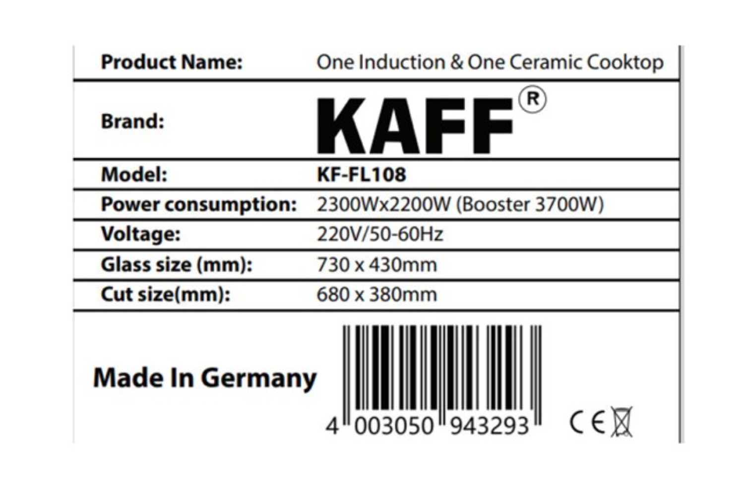 Bếp Điện Từ Âm KAFF KF-FL108 | 01 Từ - 01 Hồng Ngoại