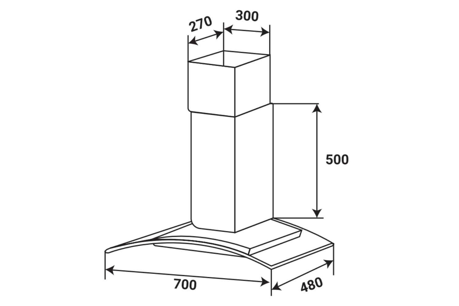 Máy Hút Mùi Áp Tường Kính Cong Kaff KF-GBT7007 | 70cm
