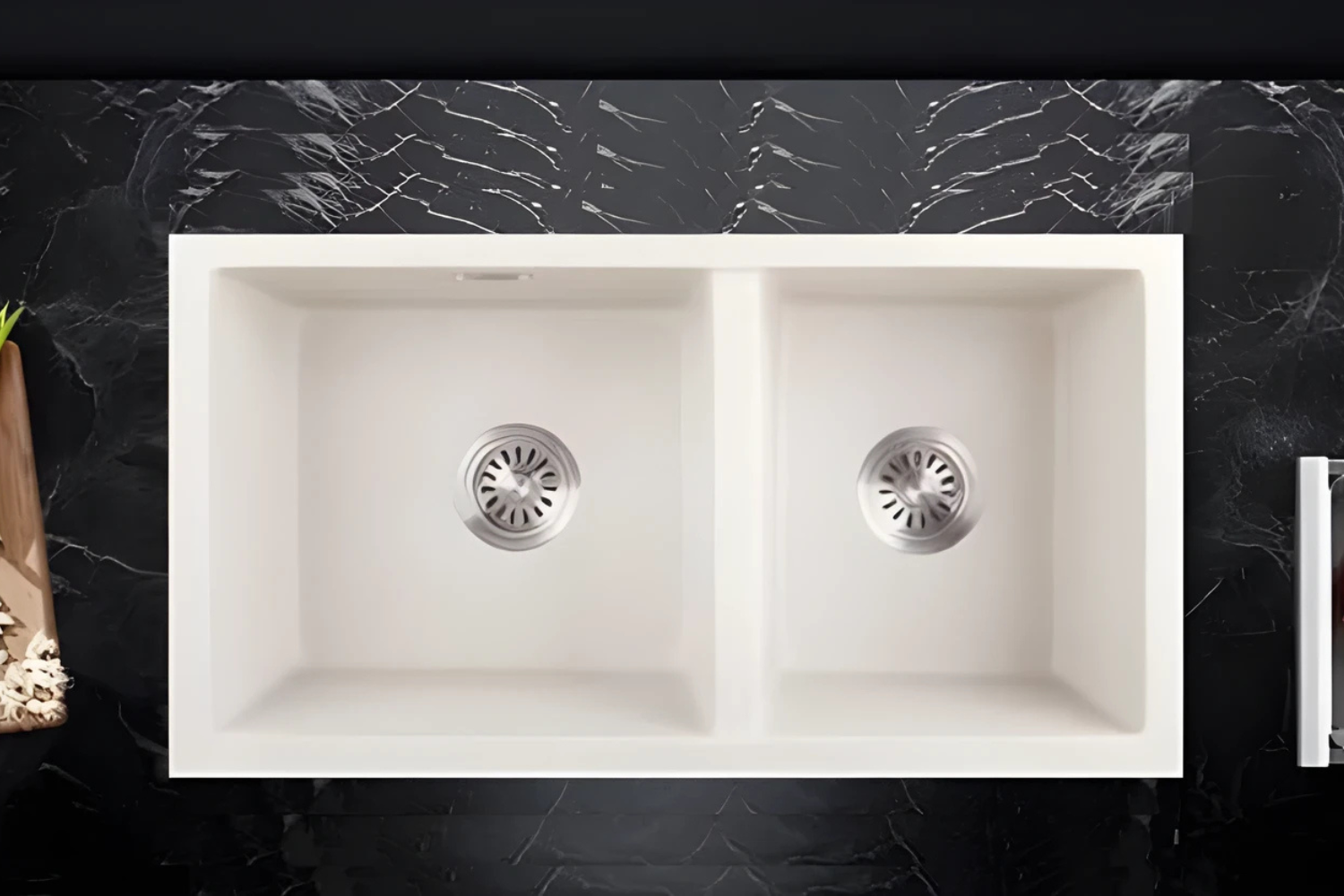 Chậu Rửa Bát 2 Hố Bằng Đá Granstone Hafele Essence HS22-GEN2S90M 577.25.410 | Màu Kem