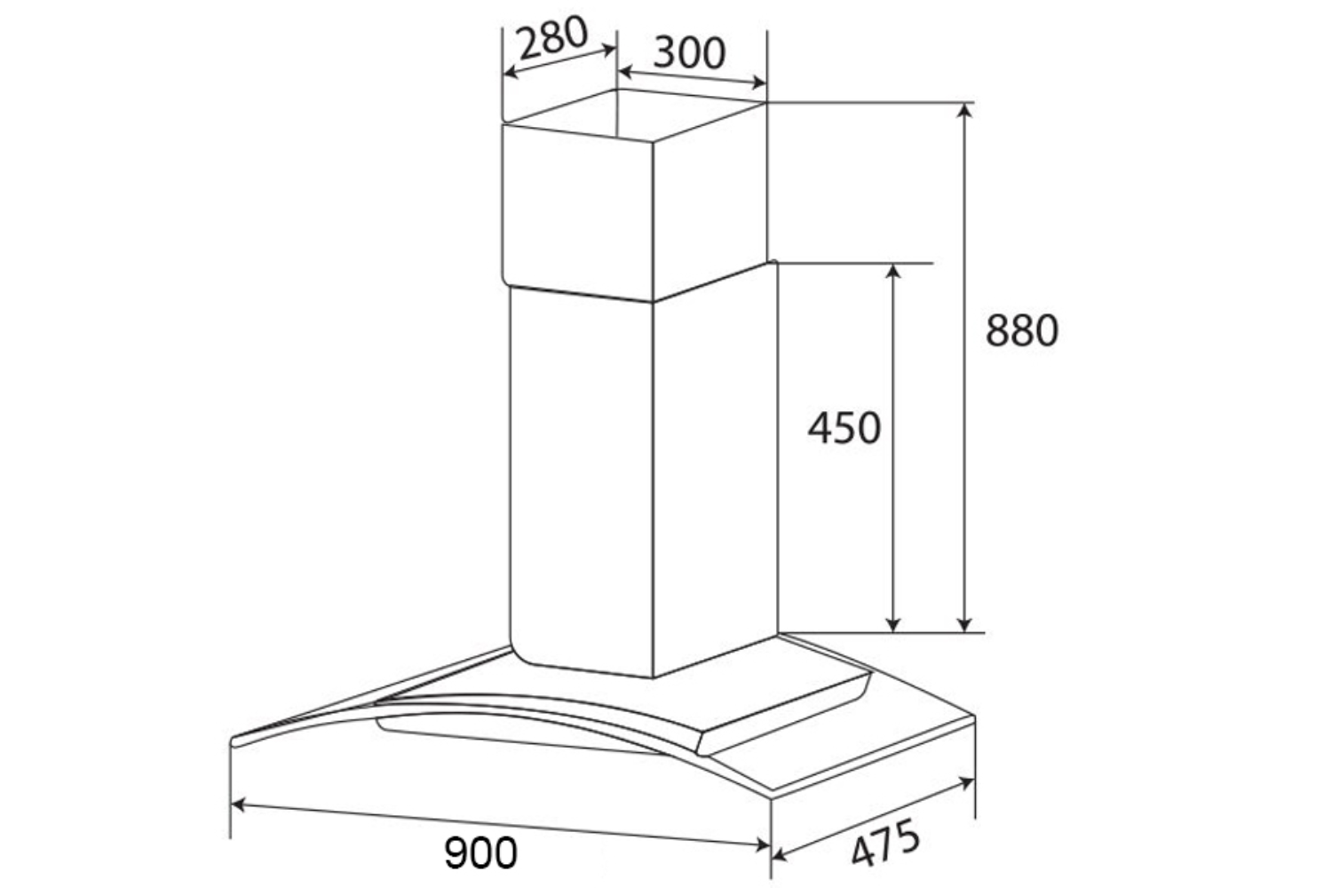 Máy Hút Mùi Áp Tường Kính Cong Kaff KF-GB902 | 90cm