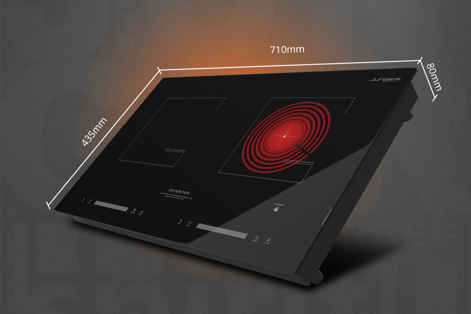 Bếp Điện Từ Kết Hợp Hồng Ngoại Junger NKD-20 | Lắp Âm/Dương 2 Vùng Nấu