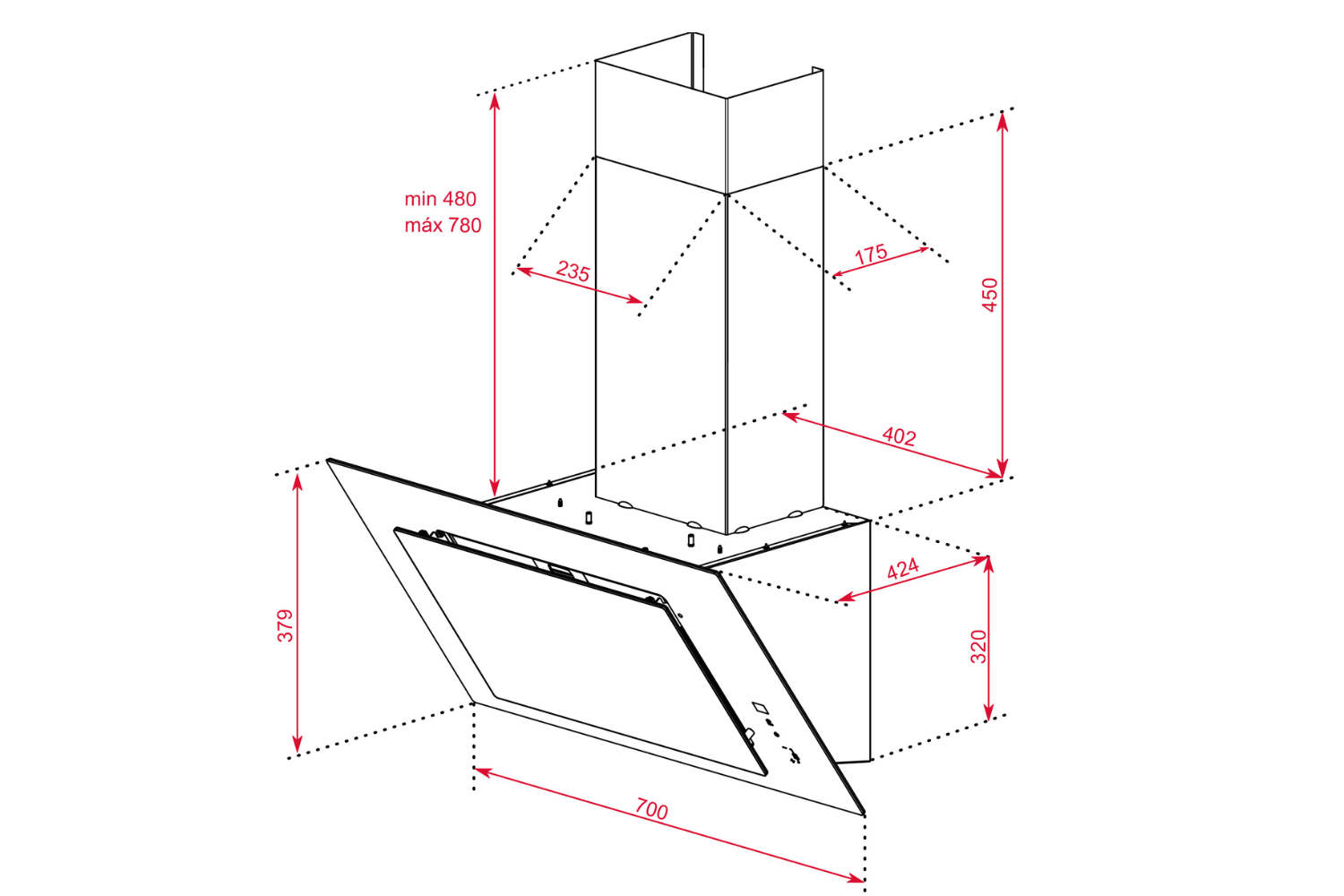 Máy hút mùi vát nghiêng Teka MAESTRO DVT Pro 78660 TBS BK | 70cm
