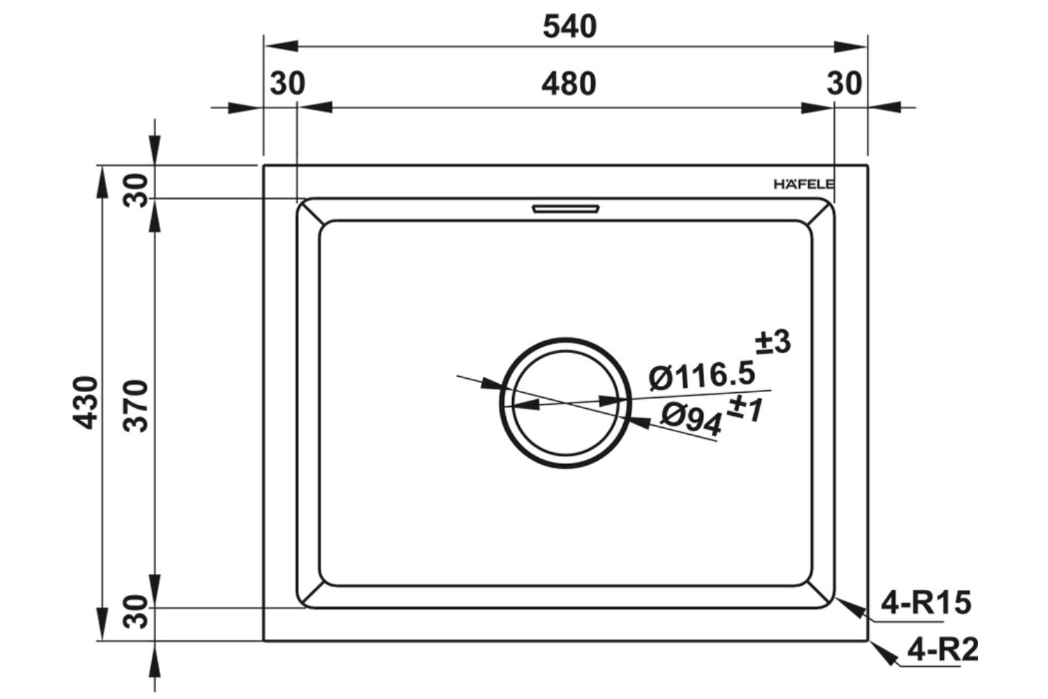 Chậu Rửa Bát 1 Hố Bằng Đá Granstone Hafele Essence HS22-GEN1S60S (577.25.500) | Màu Xám