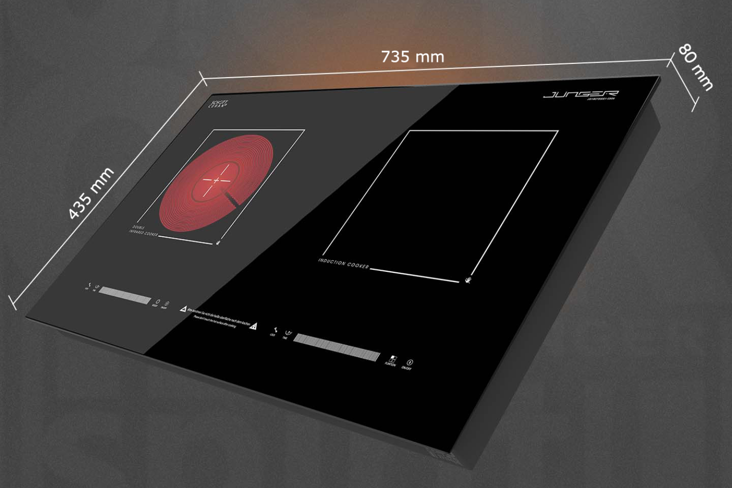 Bếp Điện Từ Kết Hợp Hồng Ngoại Junger MTD-18 | Lắp Âm/Dương 2 Vùng Nấu