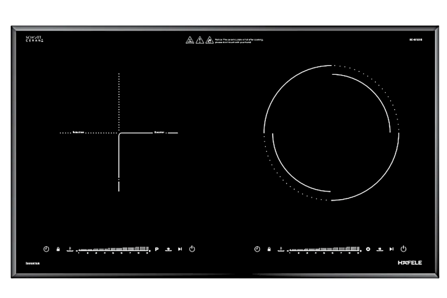 Bếp Điện Từ Đôi Hafele HC-H7321B (536.61.856) | Lắp Âm 01 Điện 01 Từ