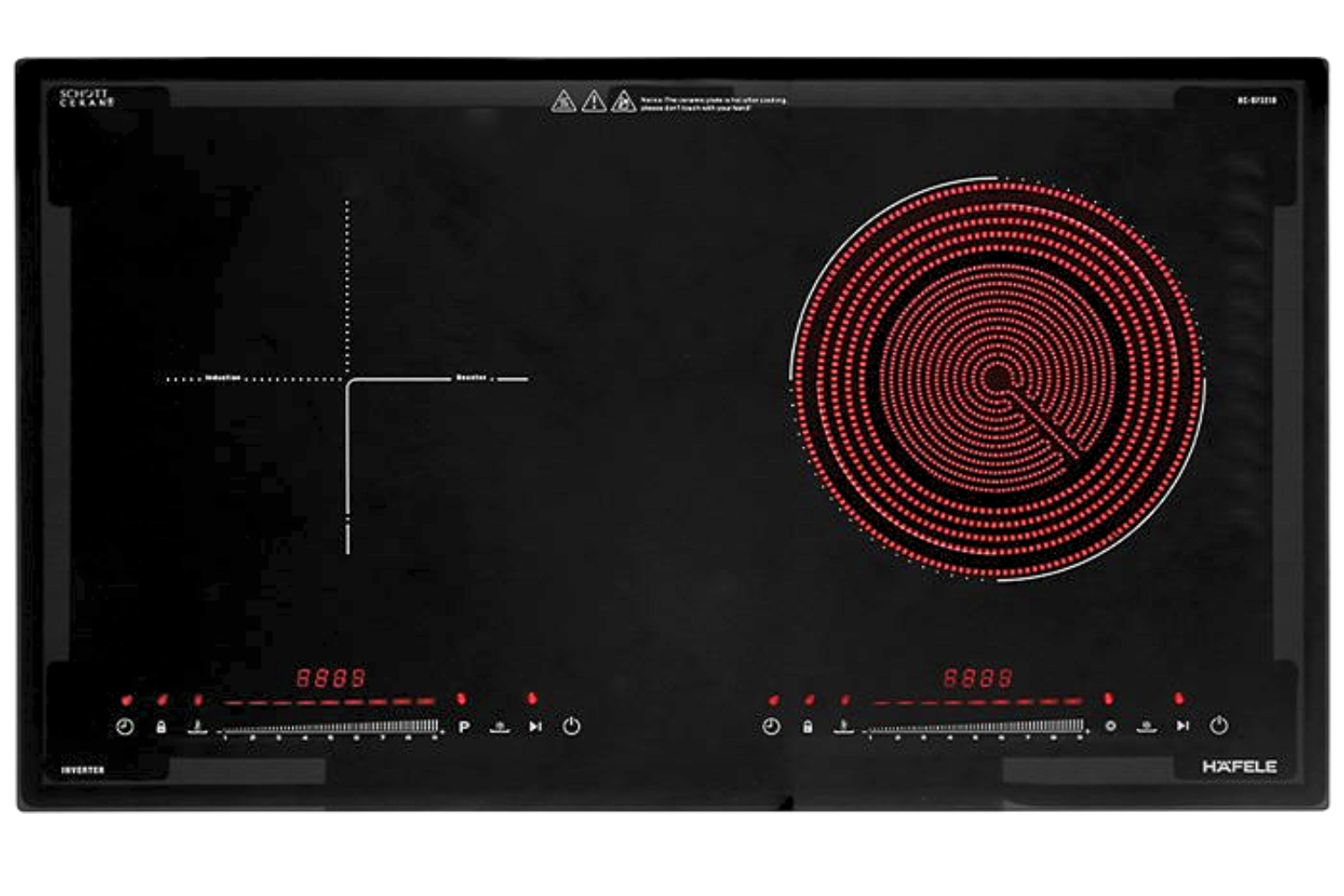 Bếp Điện Từ Đôi Hafele HC-H7321B (536.61.856) | Lắp Âm 01 Điện 01 Từ