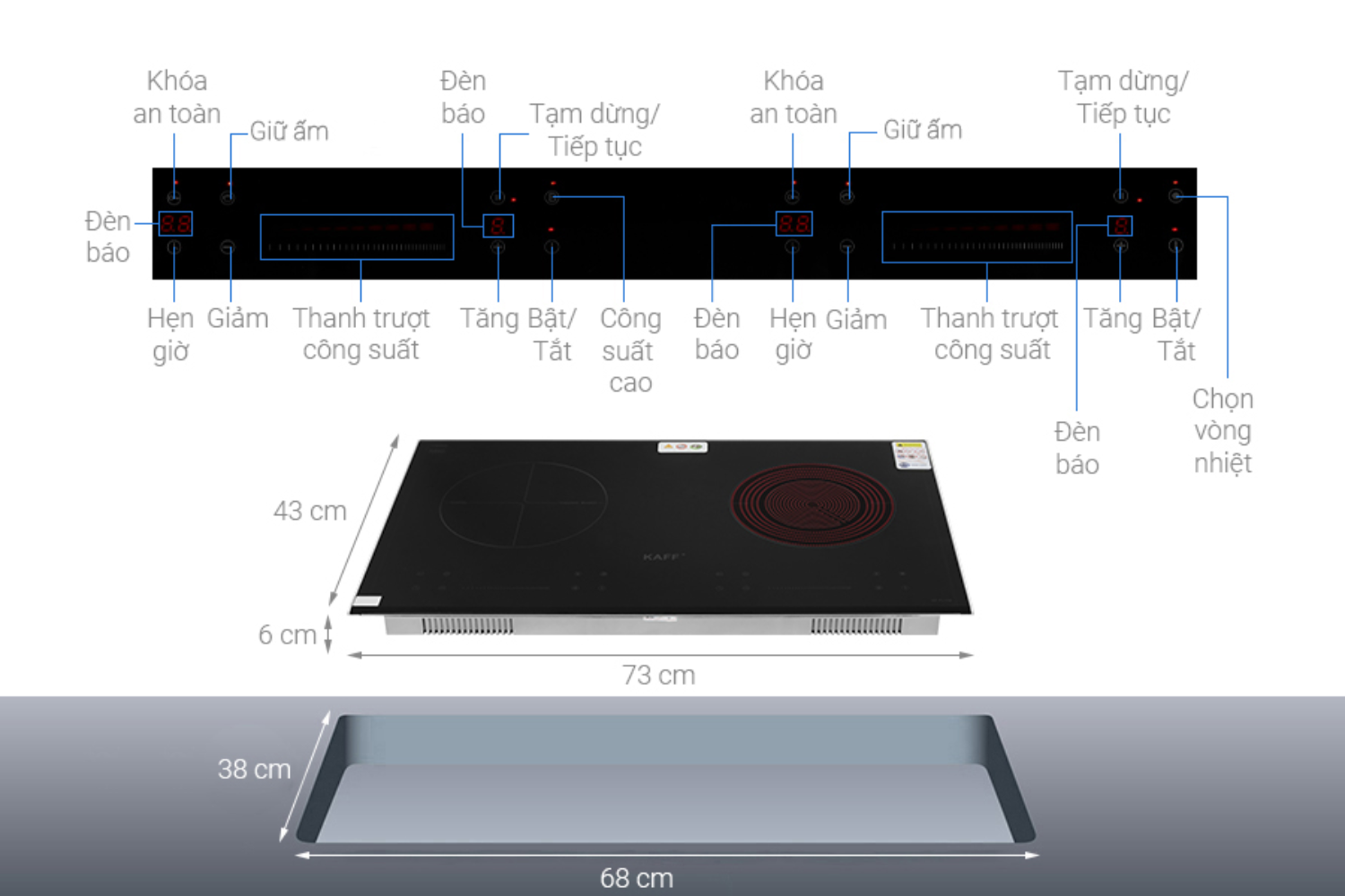 Bếp Điện Từ Âm KAFF KF-FL88IC New  | 01 Từ - 01 Hồng Ngoại