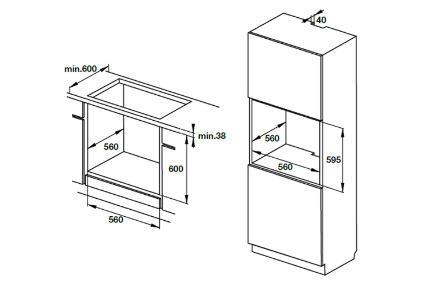 Lò Nướng Âm Tủ Hafele HO-T60D (534.05.561) | Dung Tích 65 lít