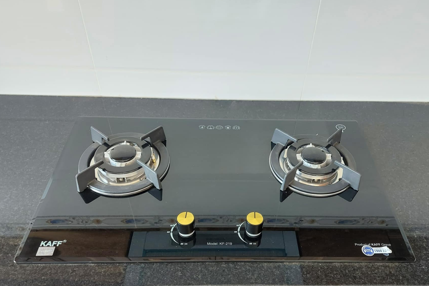 Bếp Gas Đôi Kaff KF-219 | Kính Âm 02 Vùng Nấu
