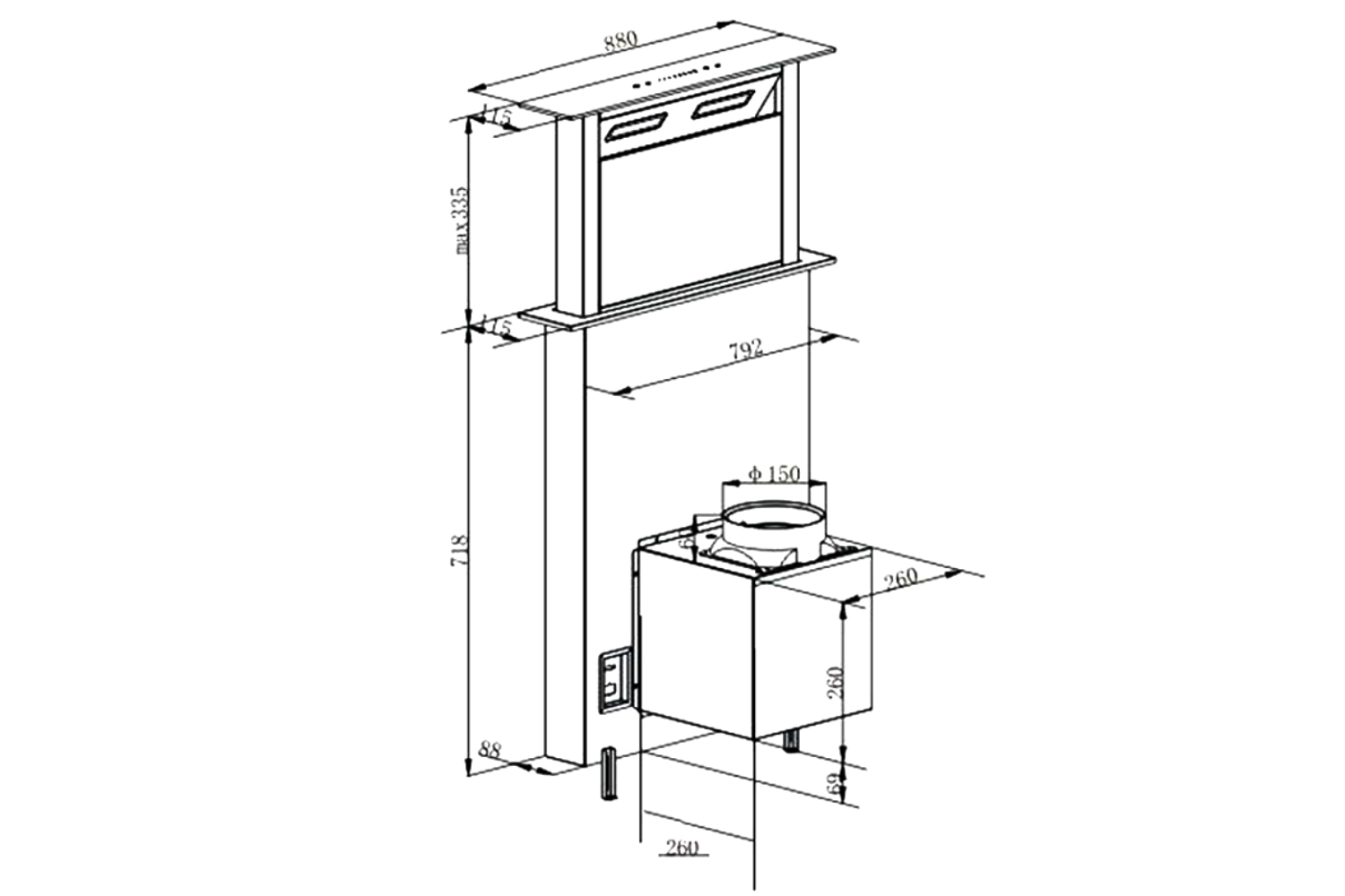 Máy Hút Mùi Âm Bàn Kaff KF-AT900 | 90cm