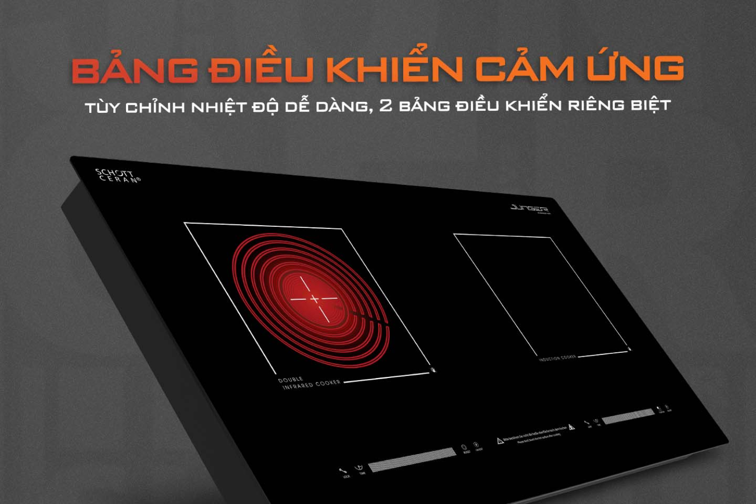 Bếp Điện Từ Kết Hợp Hồng Ngoại Junger MTD-18 | Lắp Âm/Dương 2 Vùng Nấu
