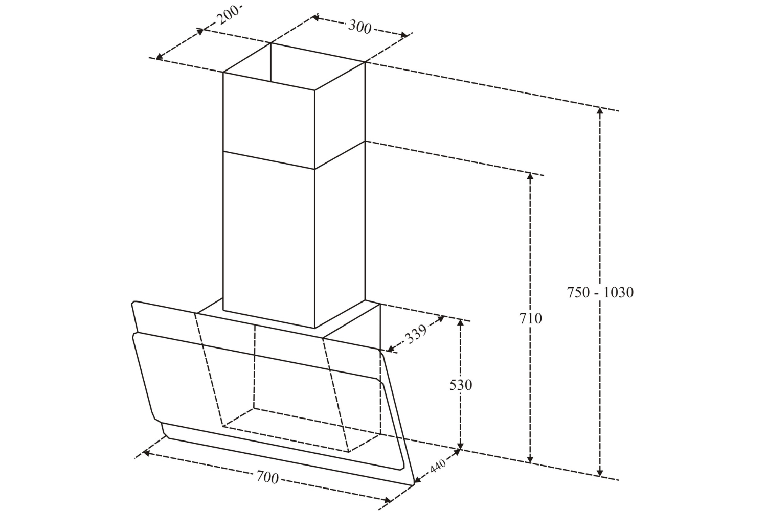 Máy Hút Mùi Áp Tường Kính Vát Kaff KF-70LH | 70cm