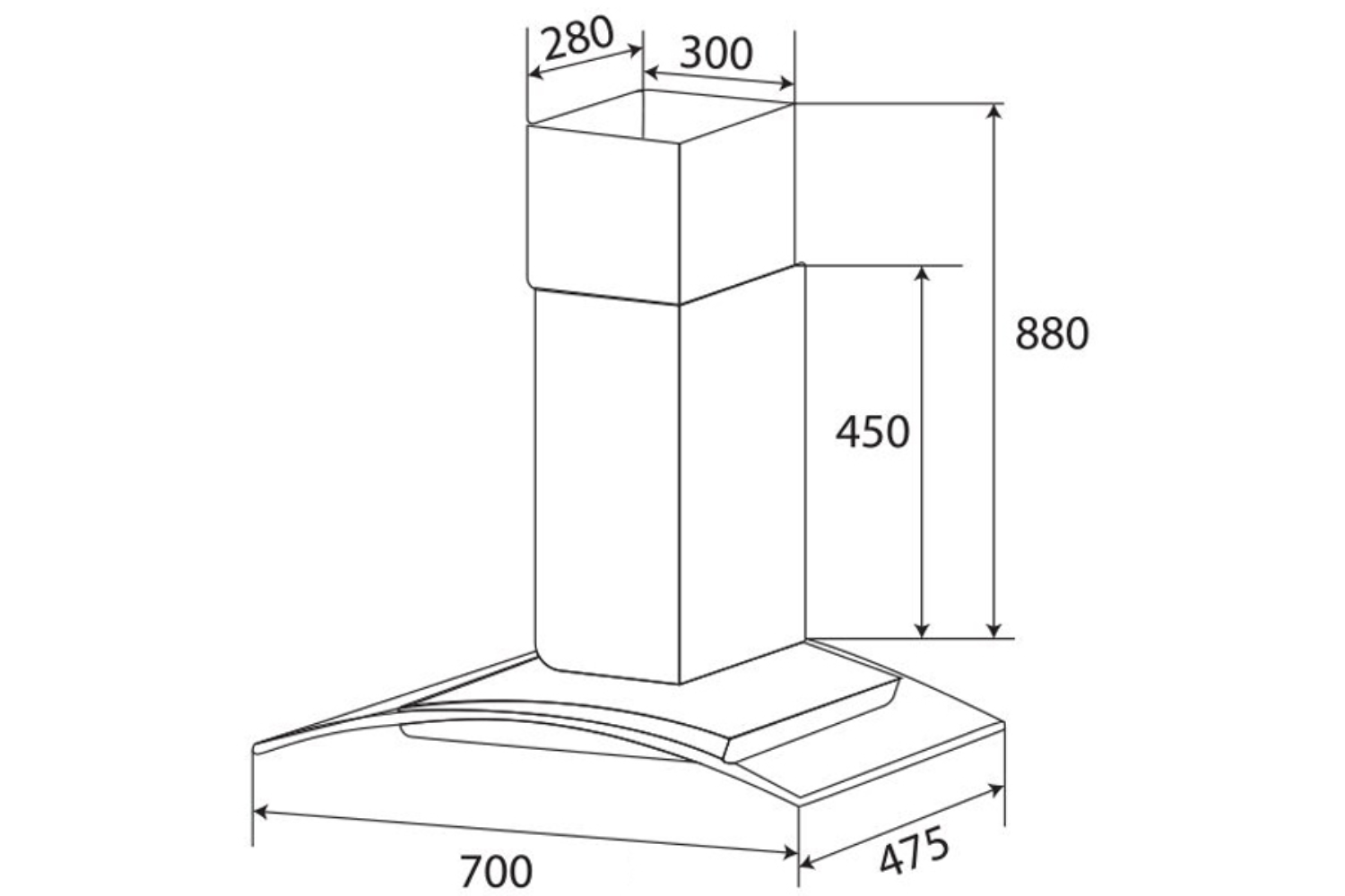 Máy Hút Mùi Áp Tường Kính Cong Kaff KF-GB706 | 70cm